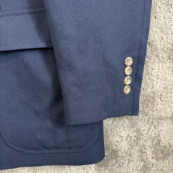 LL Bean Navy Blue Wool Blazer Sport Coat Jacket Gold Tone Buttons 42L 42 Long - Picture 3 of 11
